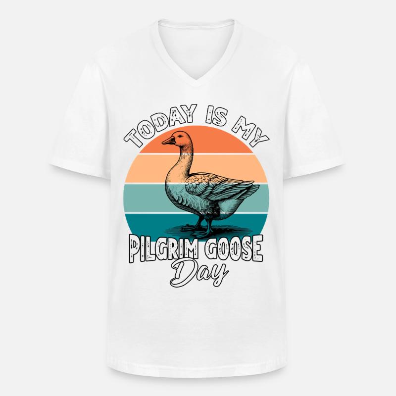 Pilgrim Gans Pilgrim Goose - Männer-T-Shirt mit V-Ausschnitt - Weiß