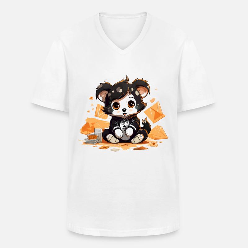 Luxus-Panda mit Geldsäcken - Männer-T-Shirt mit V-Ausschnitt - Weiß