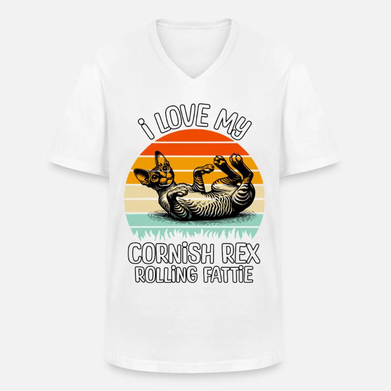 Lustige Cornish Rexkatze - Männer-T-Shirt mit V-Ausschnitt - Weiß