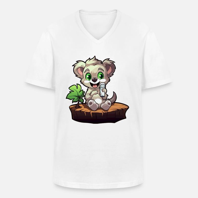Kleiner Koala am Baumstumpf - Männer-T-Shirt mit V-Ausschnitt - Weiß