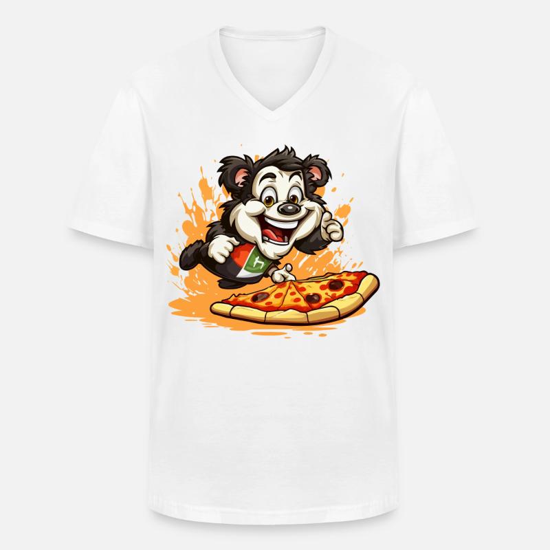 Pizza Panda Sprint - Männer-T-Shirt mit V-Ausschnitt - Weiß