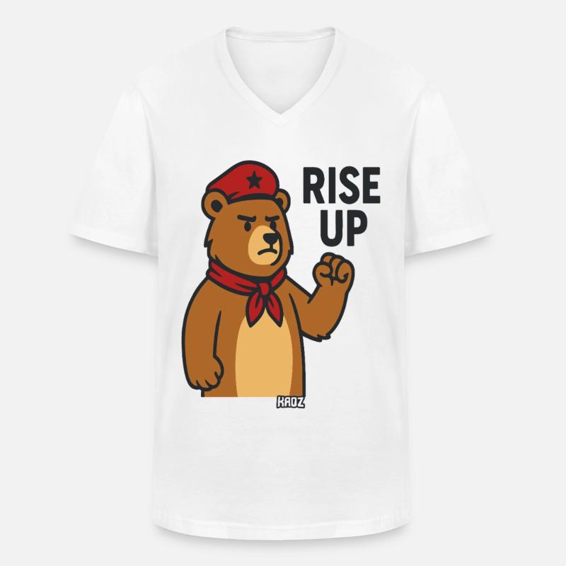 Bear Hero Rally Tee - Männer-T-Shirt mit V-Ausschnitt - Weiß