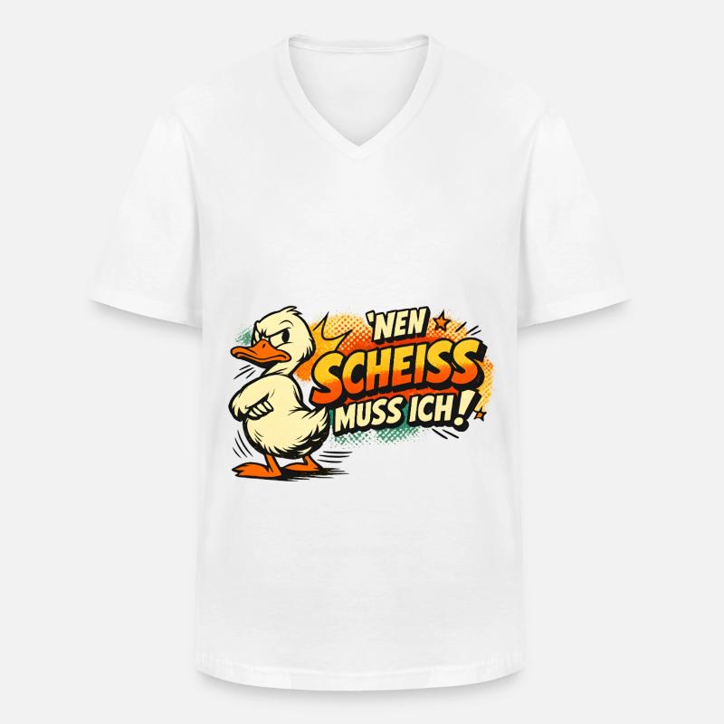Einen Scheiss muss ich! Lustiges Statement - Männer-T-Shirt mit V-Ausschnitt - Weiß