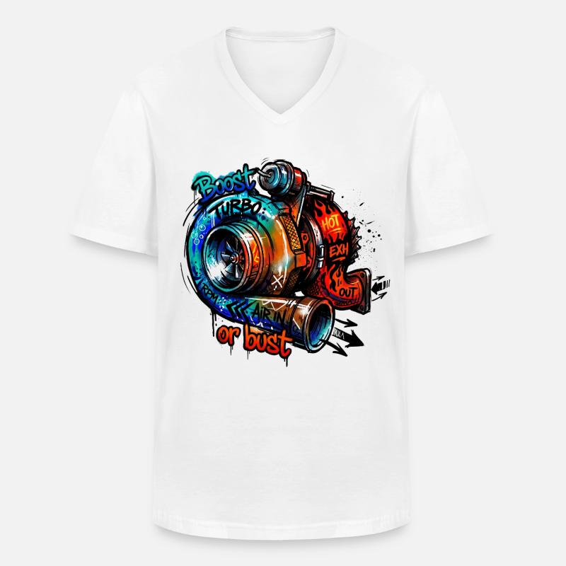 Turbo-Boost oder Bust - Männer-T-Shirt mit V-Ausschnitt - Weiß