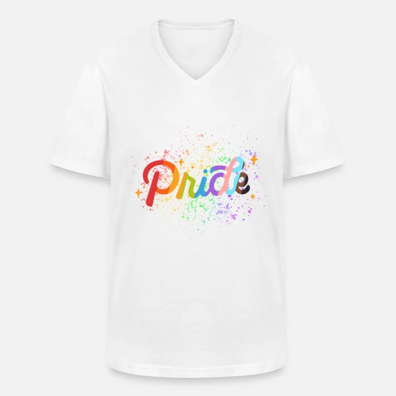 Pridemix Farbspritzer - Männer-T-Shirt mit V-Ausschnitt - Weiß