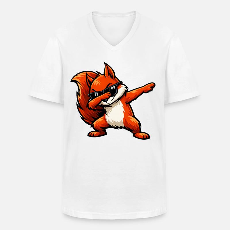 Dabbing Rotes Eichhörnchen - Männer-T-Shirt mit V-Ausschnitt - Weiß