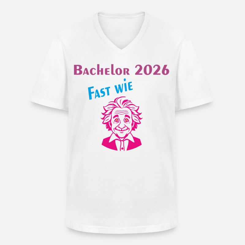 Bachelor 2026: Fast wie Einstein - Männer-T-Shirt mit V-Ausschnitt - Weiß