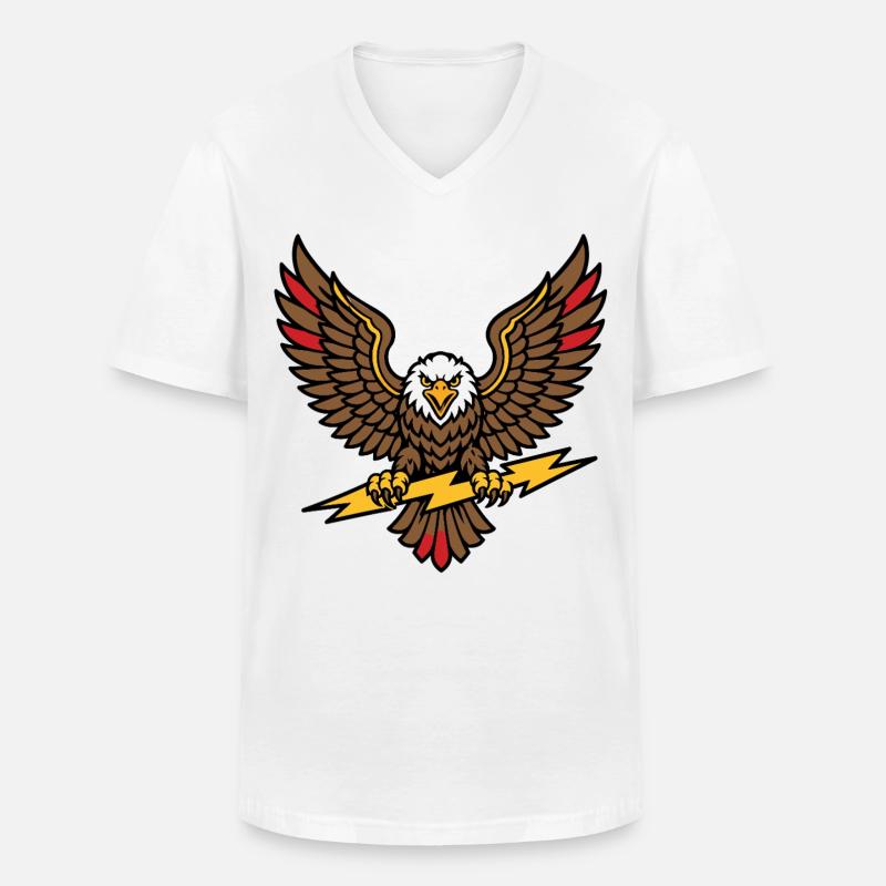 Alter-Schule-Tattoo-Stil Lightning Eagle - Männer-T-Shirt mit V-Ausschnitt - Weiß
