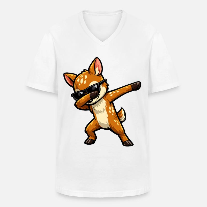 Dabbing Rehkitz - Männer-T-Shirt mit V-Ausschnitt - Weiß