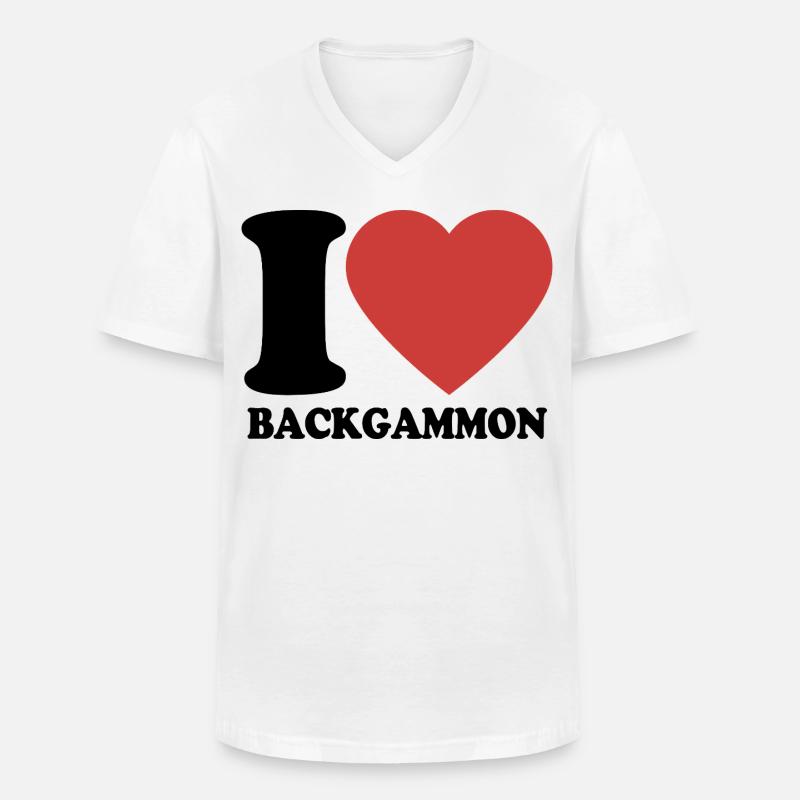 I love Backgammon | Brettspiel | Geschenk - Männer-T-Shirt mit V-Ausschnitt - Weiß