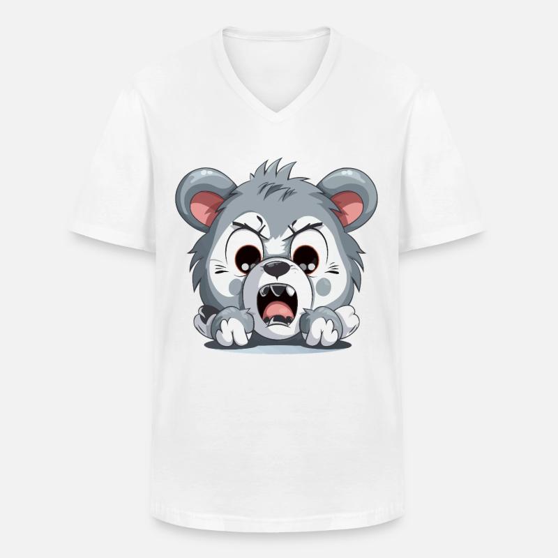 Wütender Welpen Cartoon – Animierte Aggression - Männer-T-Shirt mit V-Ausschnitt - Weiß