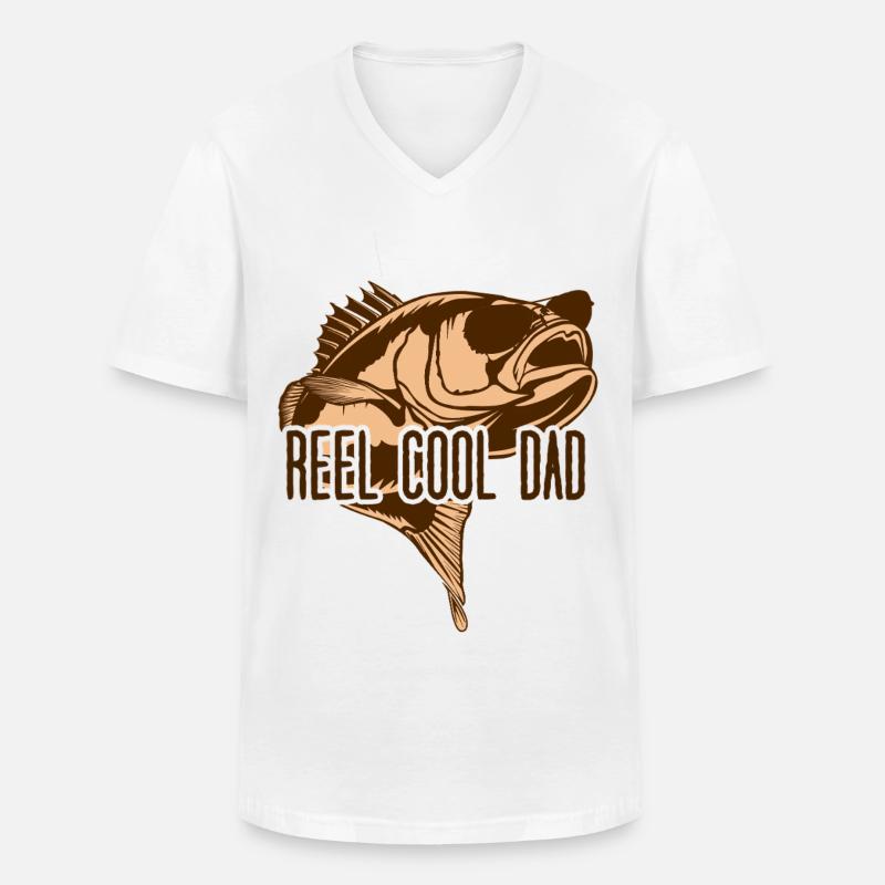 Reel Cool Dad – Bester Angler-Papa - Männer-T-Shirt mit V-Ausschnitt - Weiß