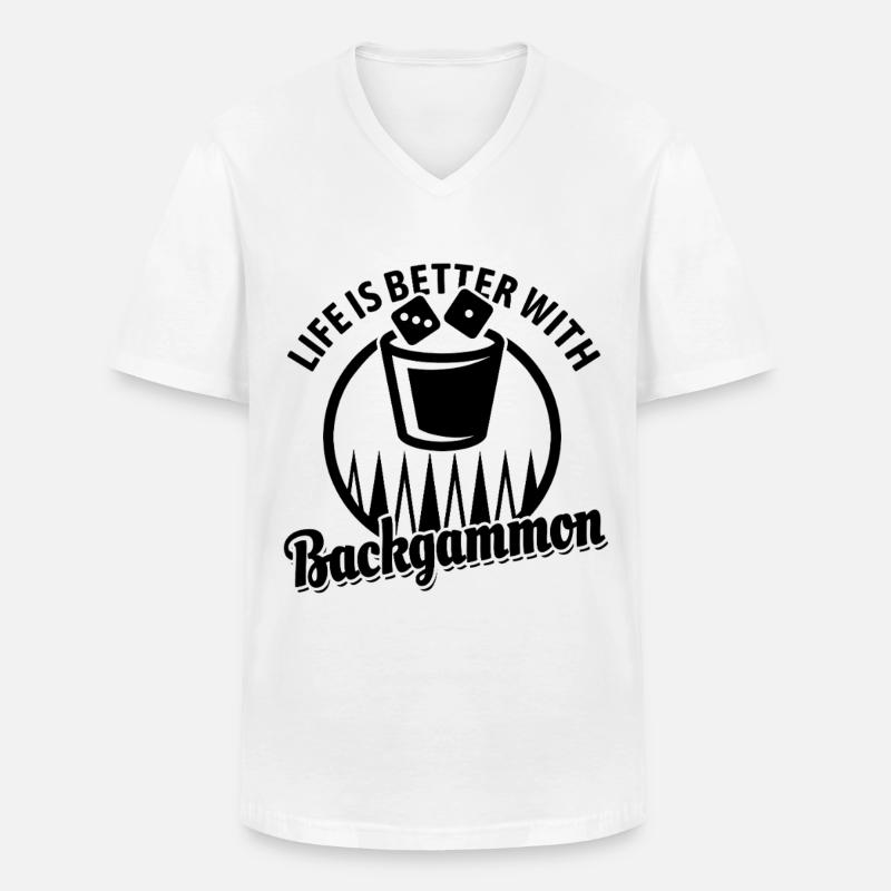 Backgammon | Brettspiel | Geschenk - Männer-T-Shirt mit V-Ausschnitt - Weiß