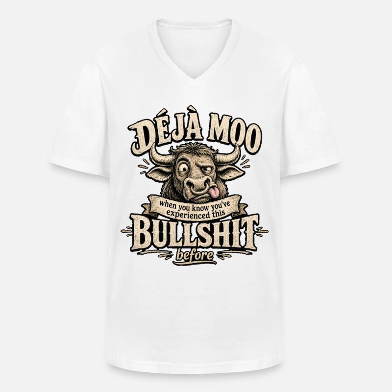 Déjà Moo Kuh Humor Spruch - Männer-T-Shirt mit V-Ausschnitt - Weiß