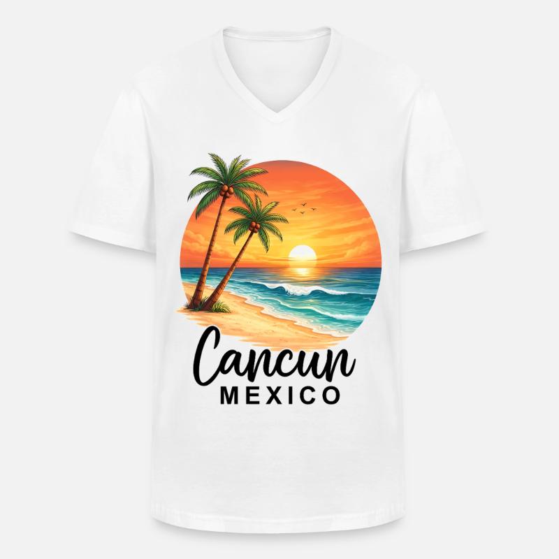 Cancun Mexico - Männer-T-Shirt mit V-Ausschnitt - Weiß
