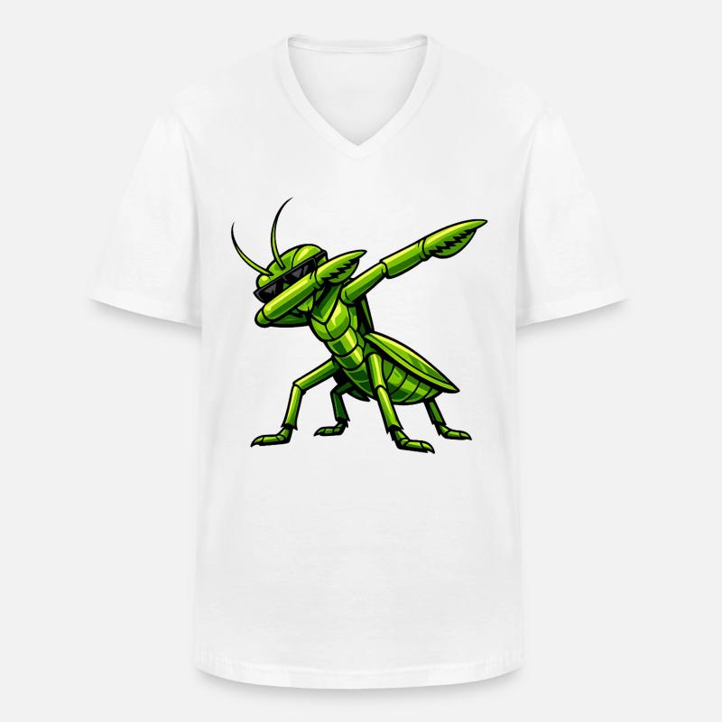 Dabbing Gottesanbeterin - Männer-T-Shirt mit V-Ausschnitt - Weiß