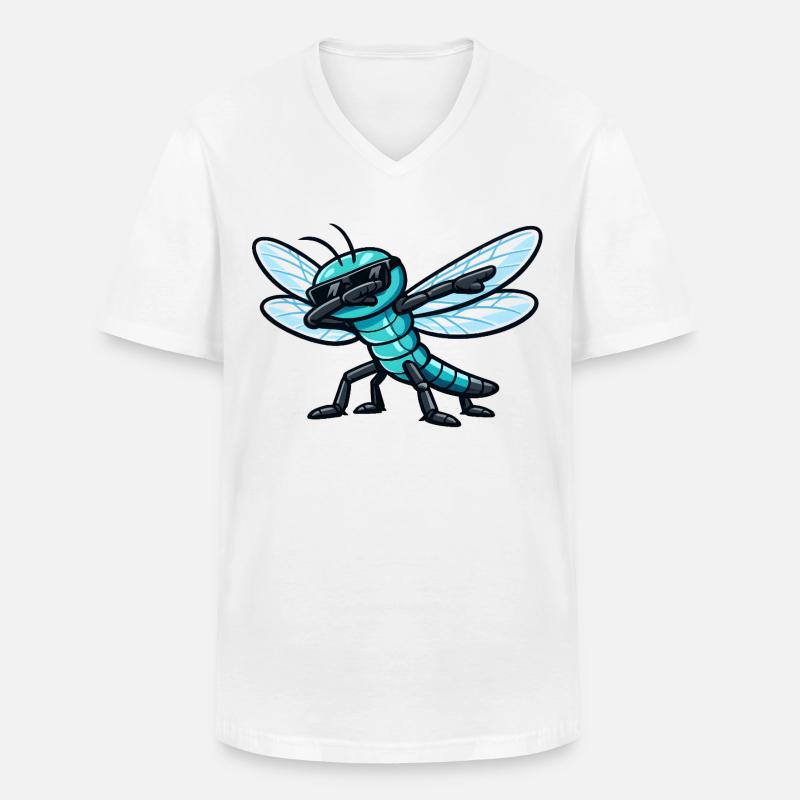 Dabbing Libelle - Männer-T-Shirt mit V-Ausschnitt - Weiß