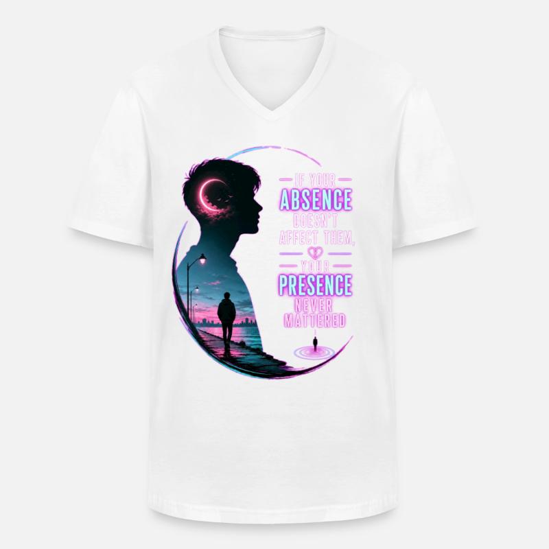 Neonabwesenheit: Hohe Präsenz - Männer-T-Shirt mit V-Ausschnitt - Weiß
