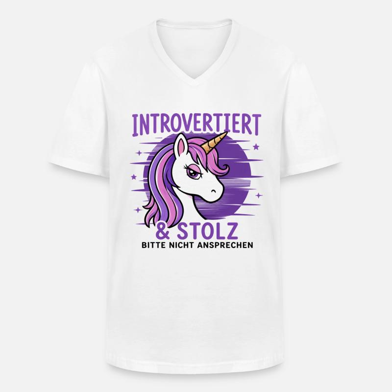 Introvertiert & stolz – Einhorn Humor - Männer-T-Shirt mit V-Ausschnitt - Weiß