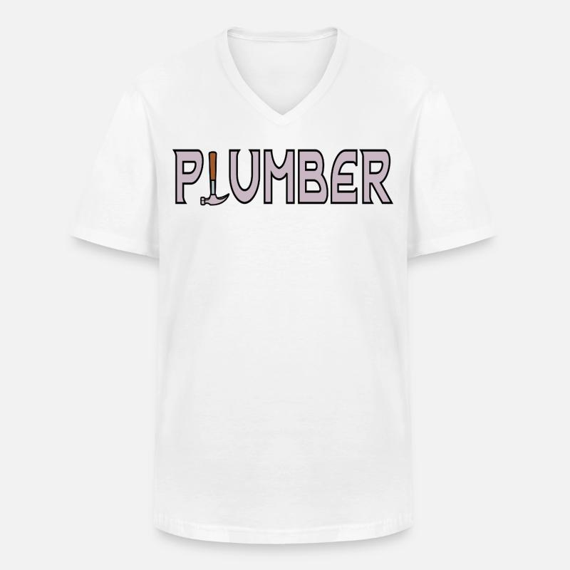 Klempner-Papa - Männer-T-Shirt mit V-Ausschnitt - Weiß
