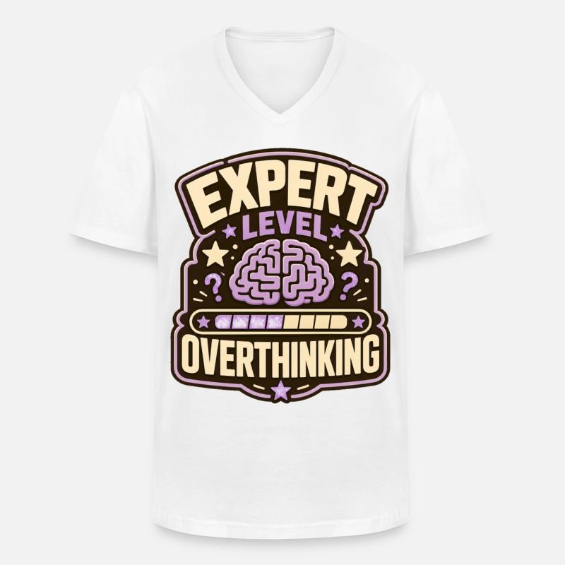 Expert Level Overthinking - Männer-T-Shirt mit V-Ausschnitt - Weiß