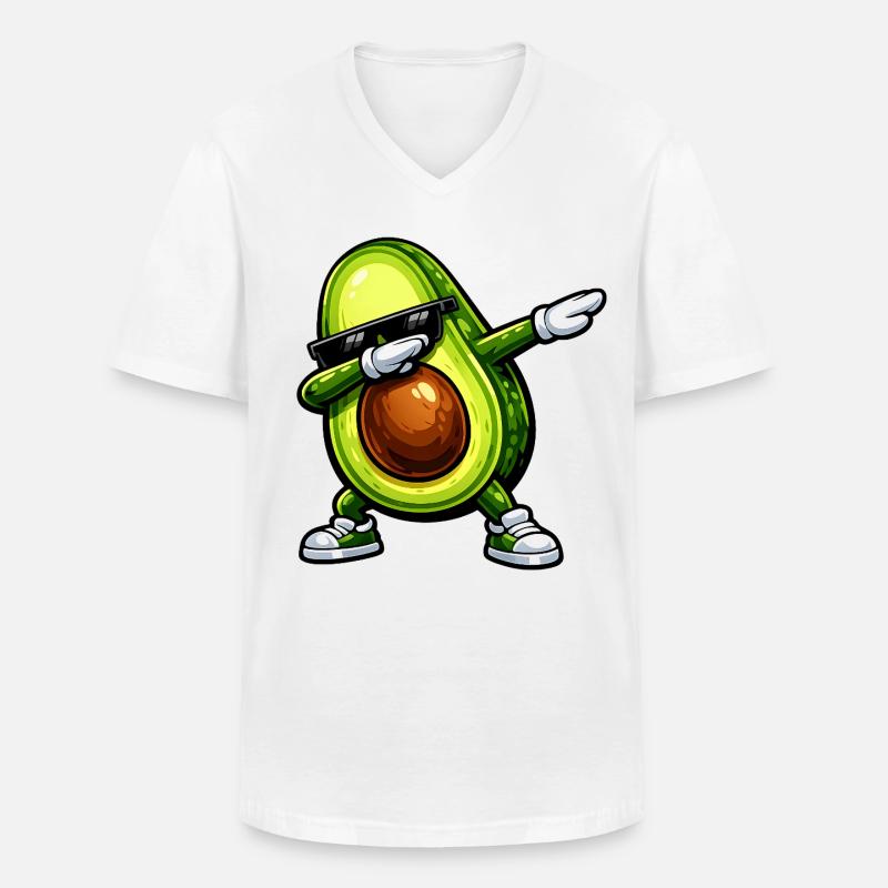 Dabbing Avocado - Männer-T-Shirt mit V-Ausschnitt - Weiß