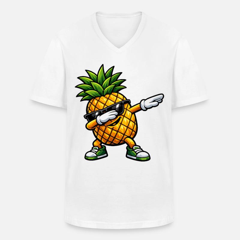 Dabbing Ananas - Männer-T-Shirt mit V-Ausschnitt - Weiß