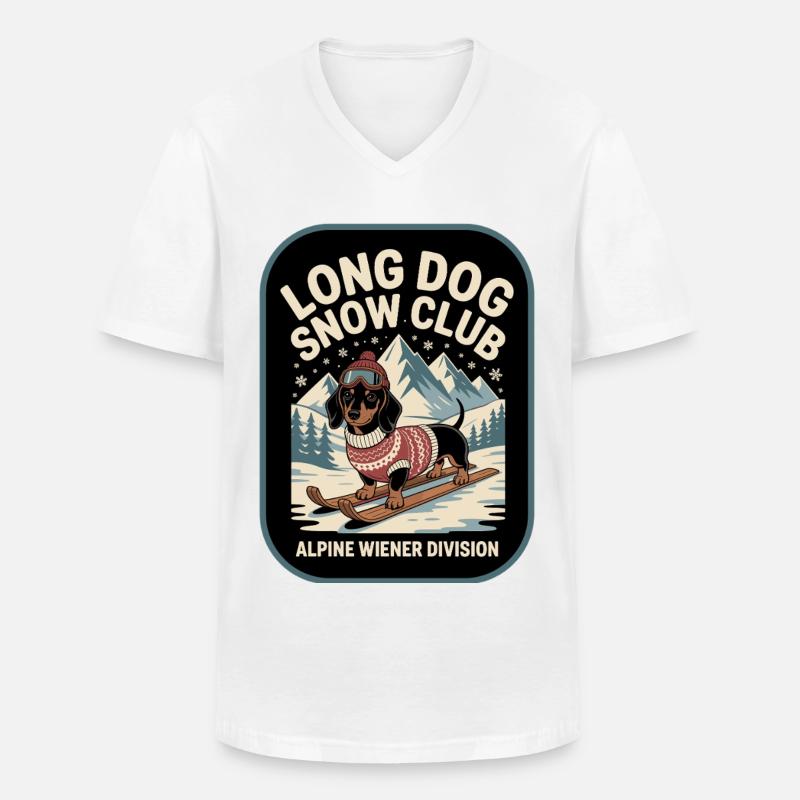 Ski Dackel - Männer-T-Shirt mit V-Ausschnitt - Weiß