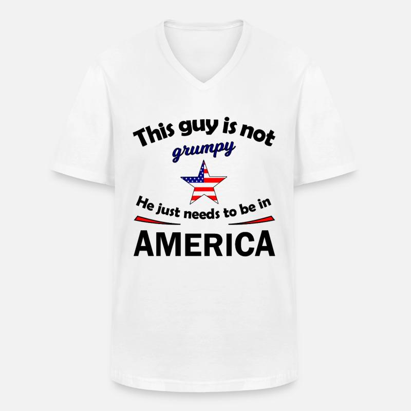 Grumpy Star mit US Flaggenstern - Männer-T-Shirt mit V-Ausschnitt - Weiß