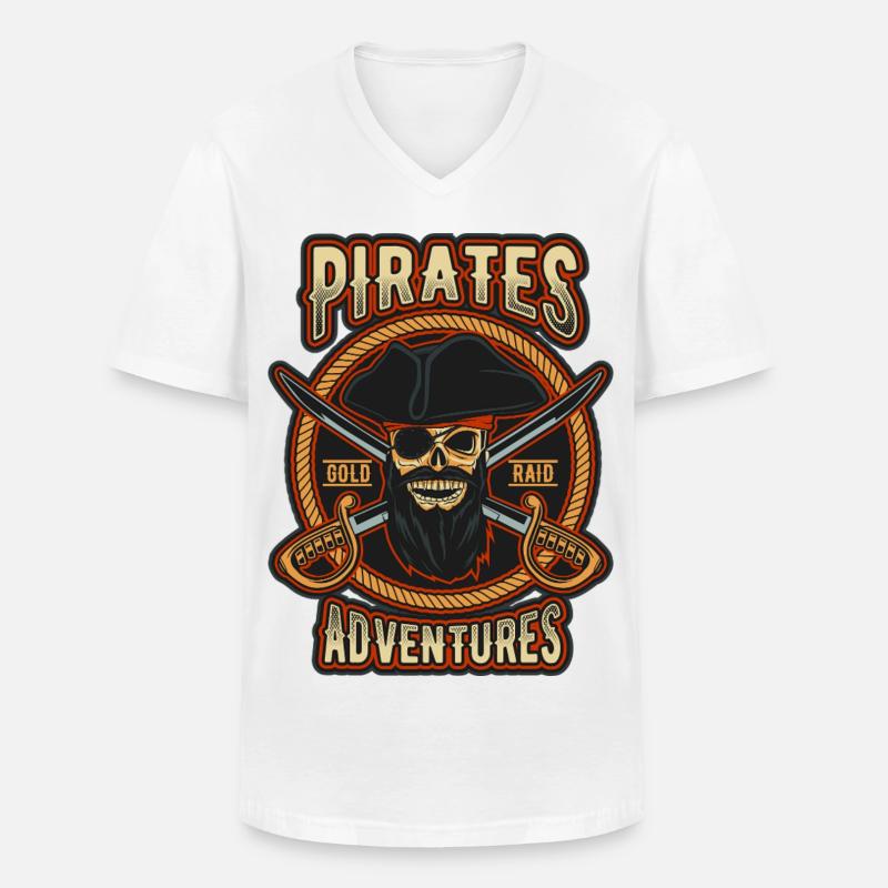 Pirate Gold Raid-Patch - Männer-T-Shirt mit V-Ausschnitt - Weiß
