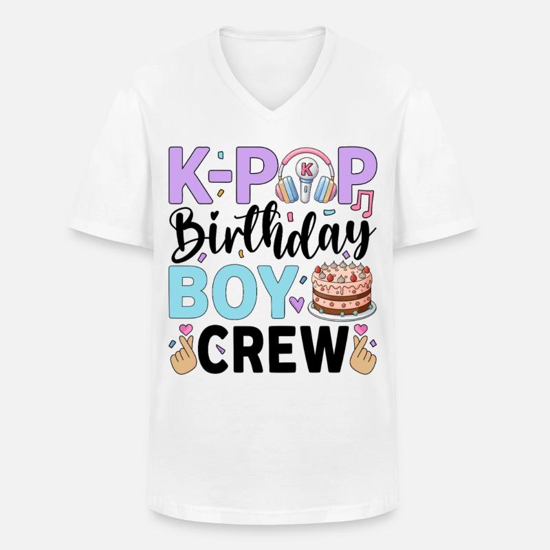K-Pop Birthday Boy Crew - Männer-T-Shirt mit V-Ausschnitt - Weiß