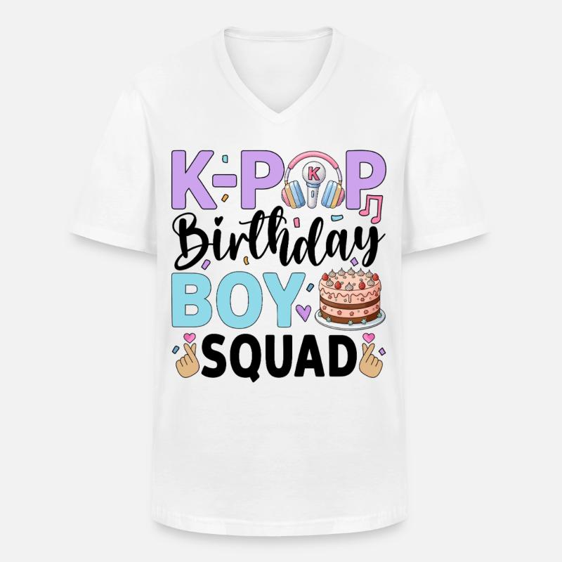 K-Pop Birthday Boy Squad - Männer-T-Shirt mit V-Ausschnitt - Weiß