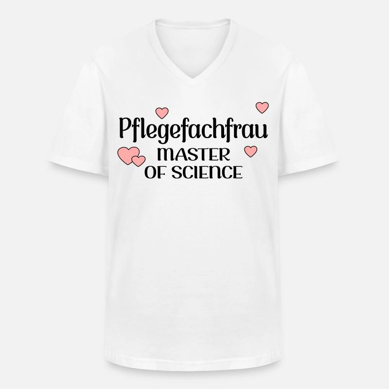 MASTERSTUDIUM PFLEGE - PFLEGEFACHFRAU - Männer-T-Shirt mit V-Ausschnitt - Weiß