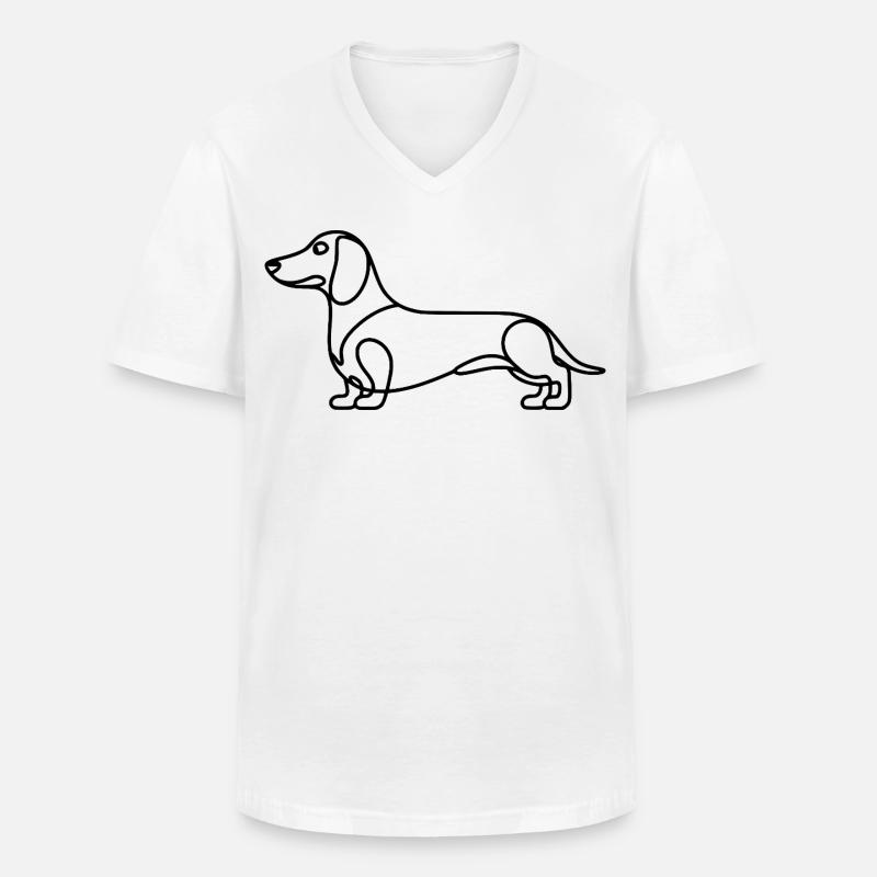 Dackel Lineart - Männer-T-Shirt mit V-Ausschnitt - Weiß
