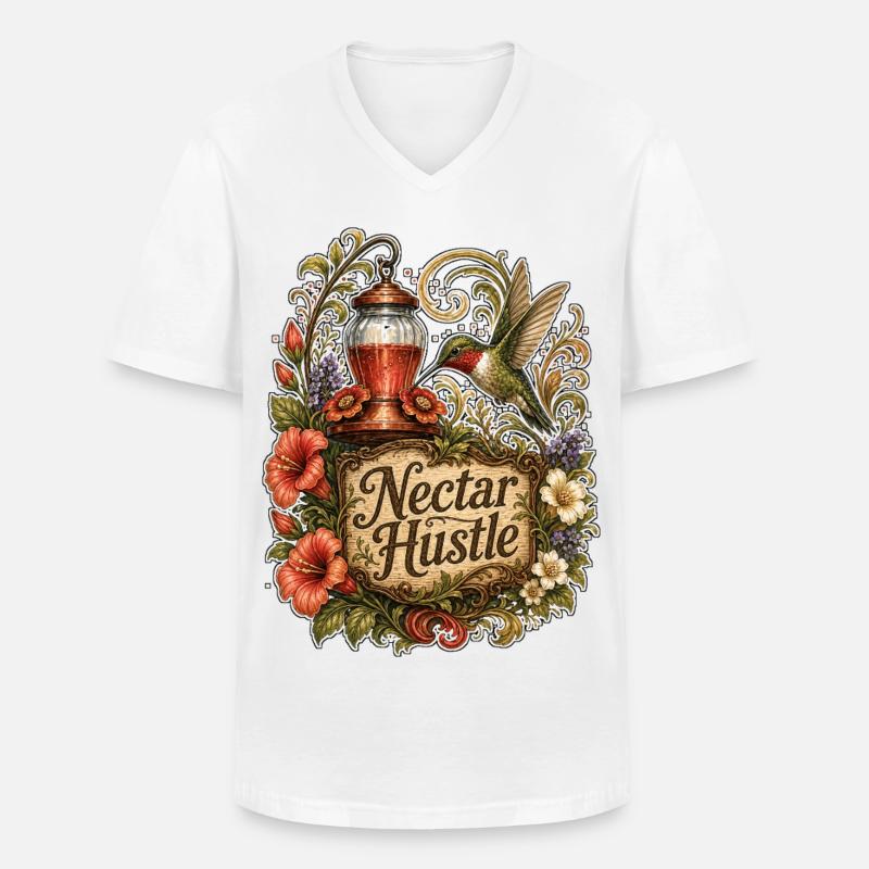 Nectar Hustle - Männer-T-Shirt mit V-Ausschnitt - Weiß