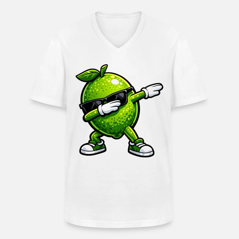 Dabbing Limette - Männer-T-Shirt mit V-Ausschnitt - Weiß