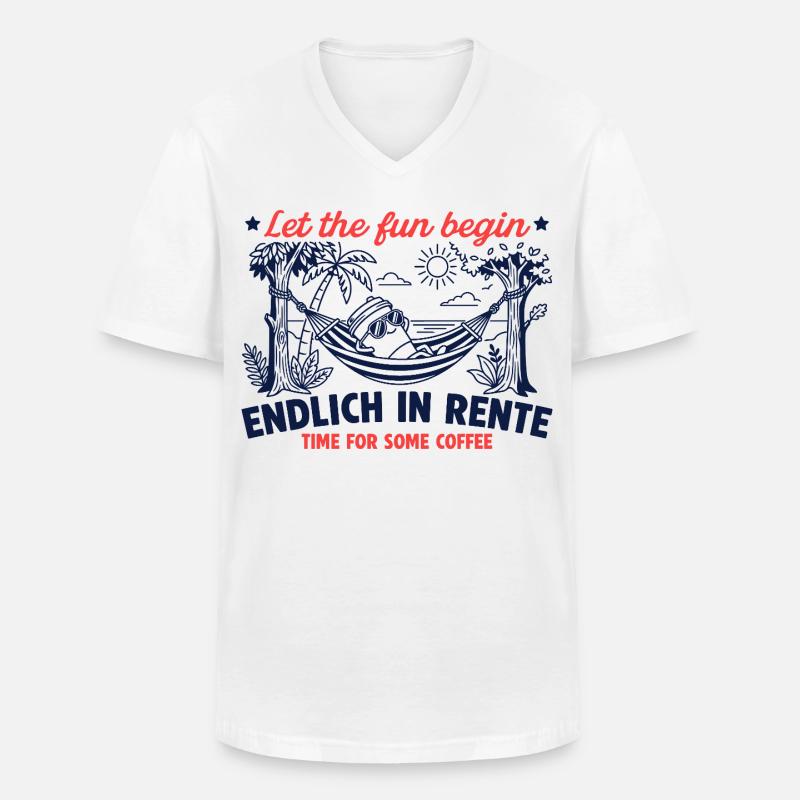 Endlich in Rente Retro Kaffee - Männer-T-Shirt mit V-Ausschnitt - Weiß