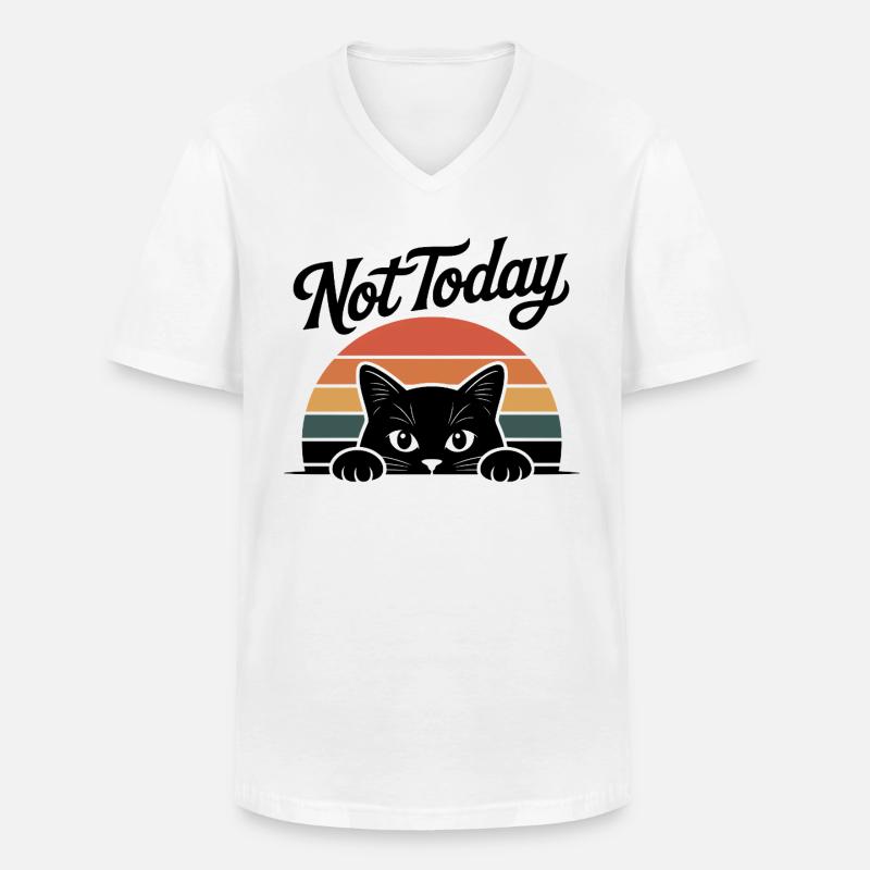 Katzen Retro-Silhouette Not Today - Männer-T-Shirt mit V-Ausschnitt - Weiß