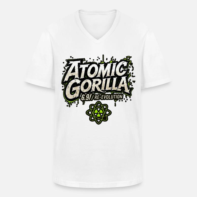 Atomic Gorilla Re-Evolution - Men's V-Neck T-Shirt - white