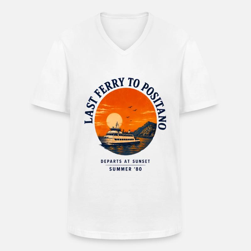 Coast Positano Mediterranean - Männer-T-Shirt mit V-Ausschnitt - Weiß