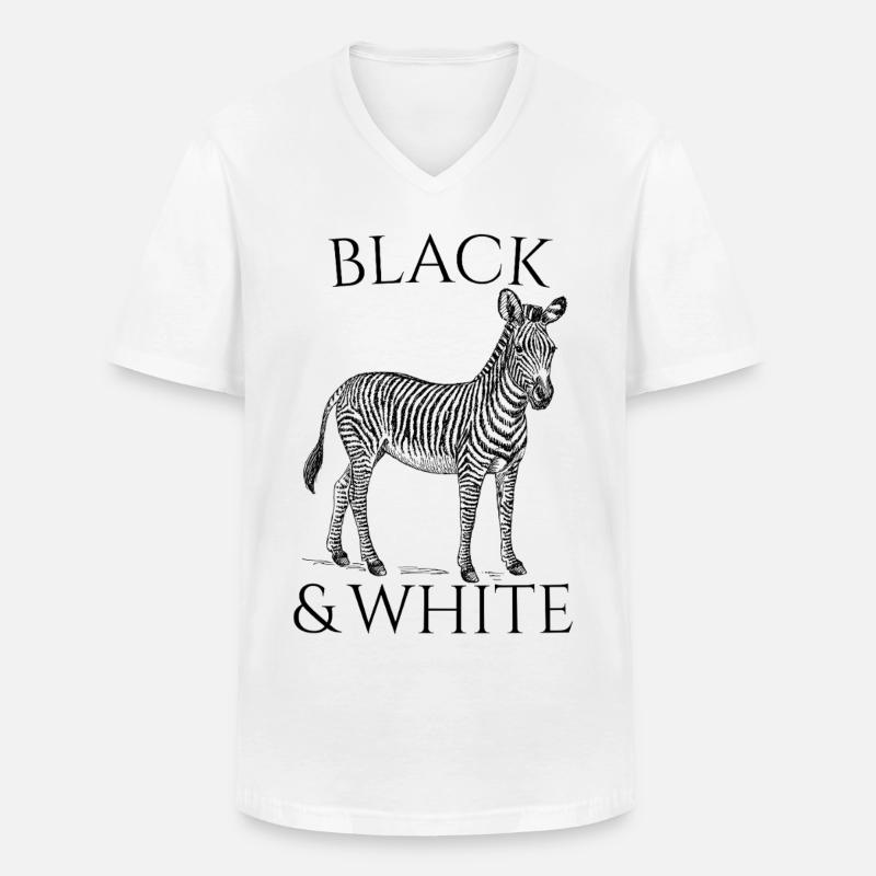 Black & White Vector Zebra – Tierdesign - Männer-T-Shirt mit V-Ausschnitt - Weiß