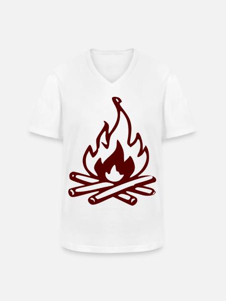 Silhouette Feu de camp rouge - T-shirt col V Homme - blanc
