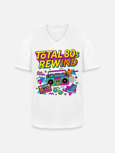 Total 80s Rewind - Männer-T-Shirt mit V-Ausschnitt - Weiß