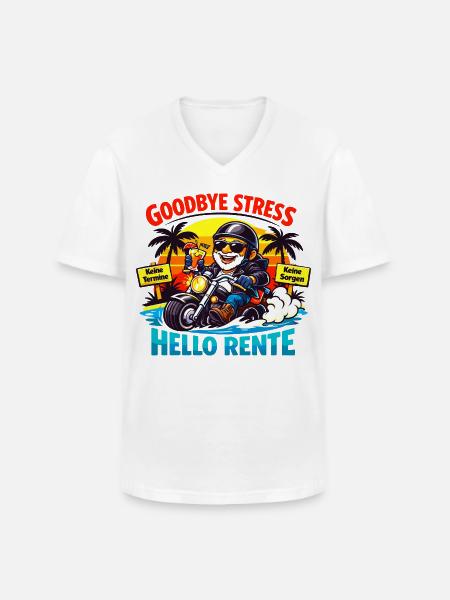 Schluss mit Stress: Hallo Rente - Männer-T-Shirt mit V-Ausschnitt - Weiß