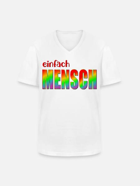 MENSCH INKLUSION VIELFALT - Männer-T-Shirt mit V-Ausschnitt - Weiß