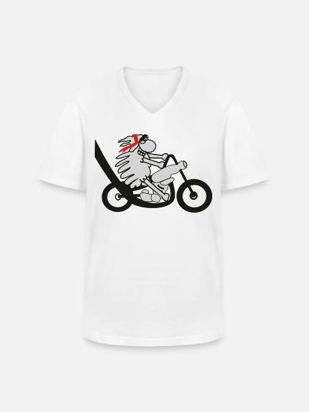 Motorradfahrer Schaf - Männer-T-Shirt mit V-Ausschnitt - Weiß