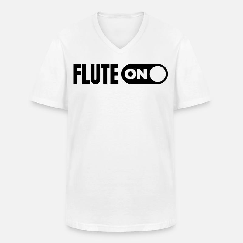 Flöte einschalten - Männer-T-Shirt mit V-Ausschnitt - Weiß