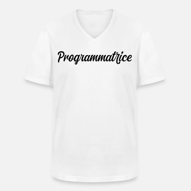 Programmatrice Informatique Code Développeuse Web - T-shirt col V Homme - blanc