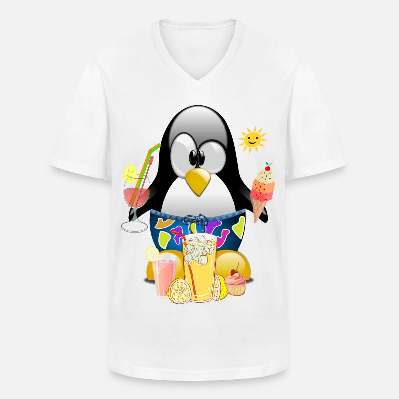 Pinguin, Eiscreme - Männer-T-Shirt mit V-Ausschnitt - Weiß