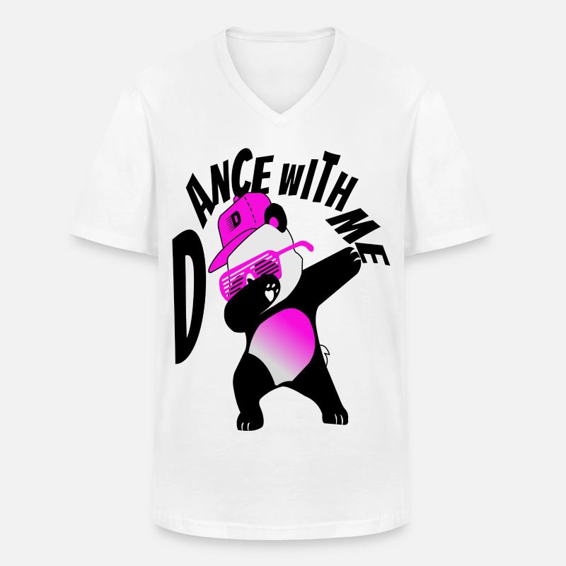 Panda Dance - Männer-T-Shirt mit V-Ausschnitt - Weiß